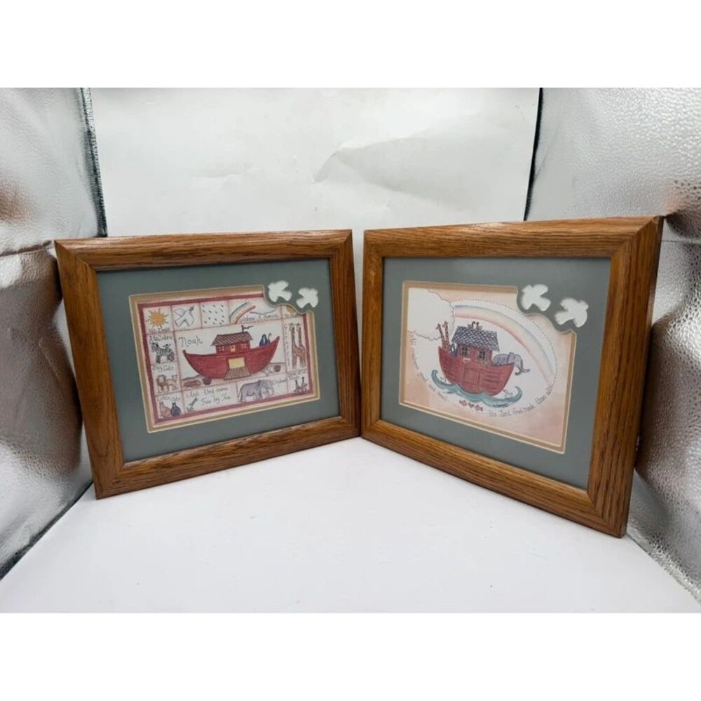 Adorable Noah’s ark prints and frame for kids room nursery